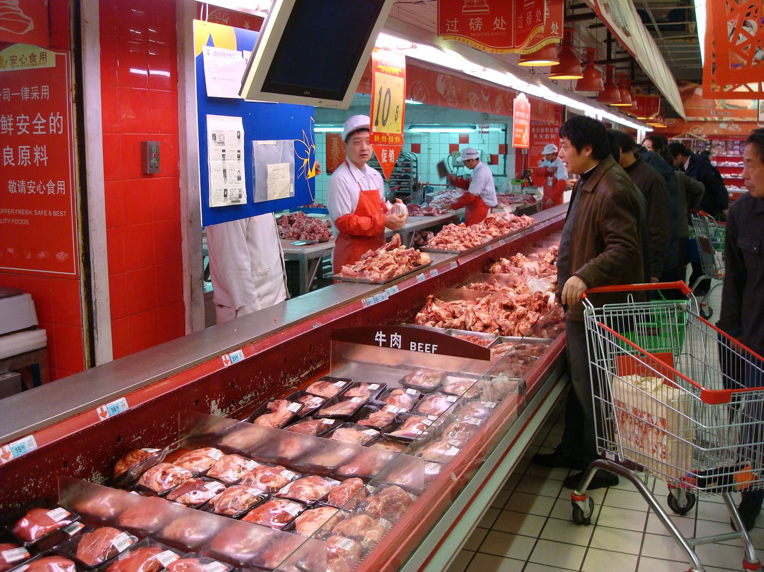 meat section  in a Chinese supermarket