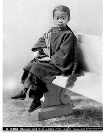 Chinese girl with bound feet, lifted from an article by James A. Cirtes.