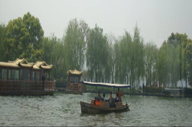 View from the tour boat window on West Lake,  Hangzhou, China