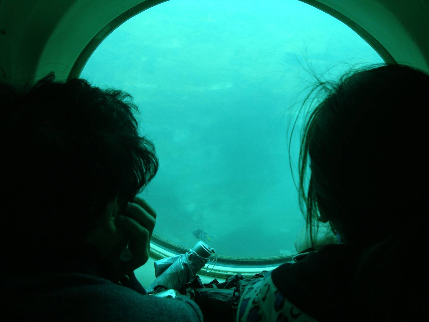 Picture:  Big ports.  Not much to see out of them.  Submarine tour, Sanya, Hainan Island, China