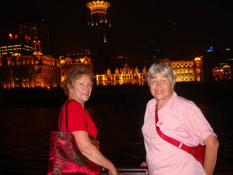 That's the famous Bund in the background.  Night cruise on the Huang Pu,  Shanghai,  China