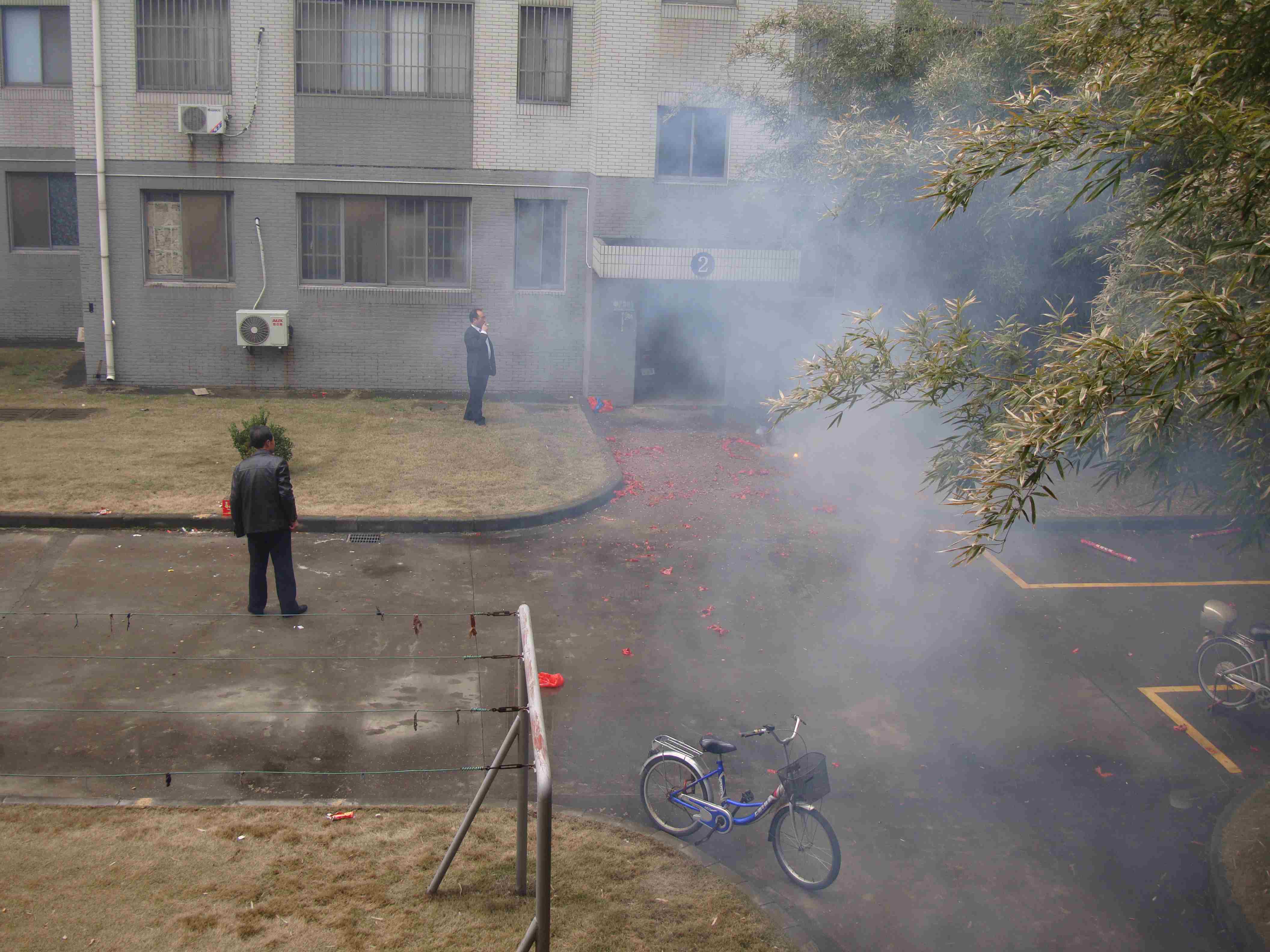 Picture:  the wedding is announced with a bang.  Jiangnan University, Wuxi, China