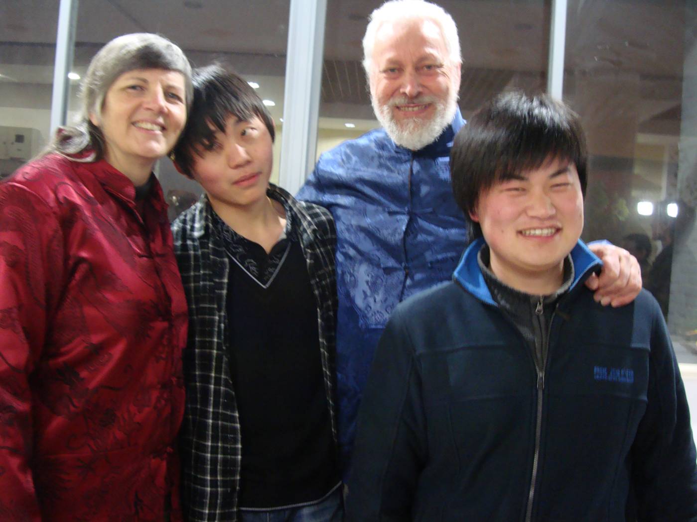 Picture:  Ruth and David with Hucher and Jack, makers and shakers of Chun Hui Young Volunteers.  Jiangnan University, Wuxi, China