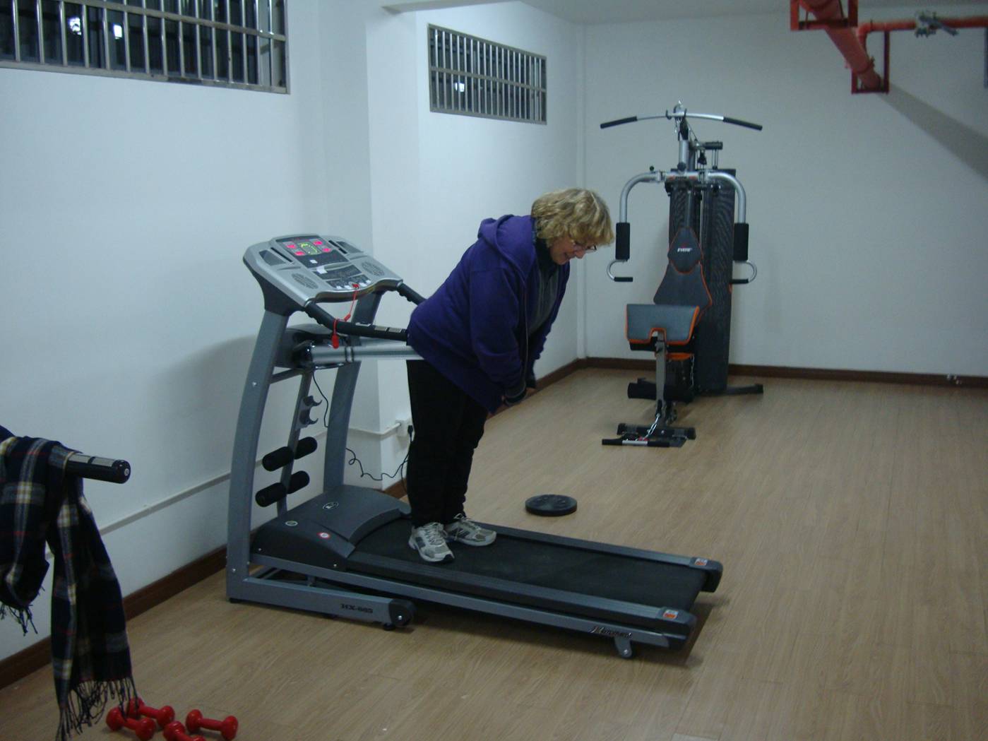 Elaine gets some uh... exercise.  Jiangnan University, Wuxi, China