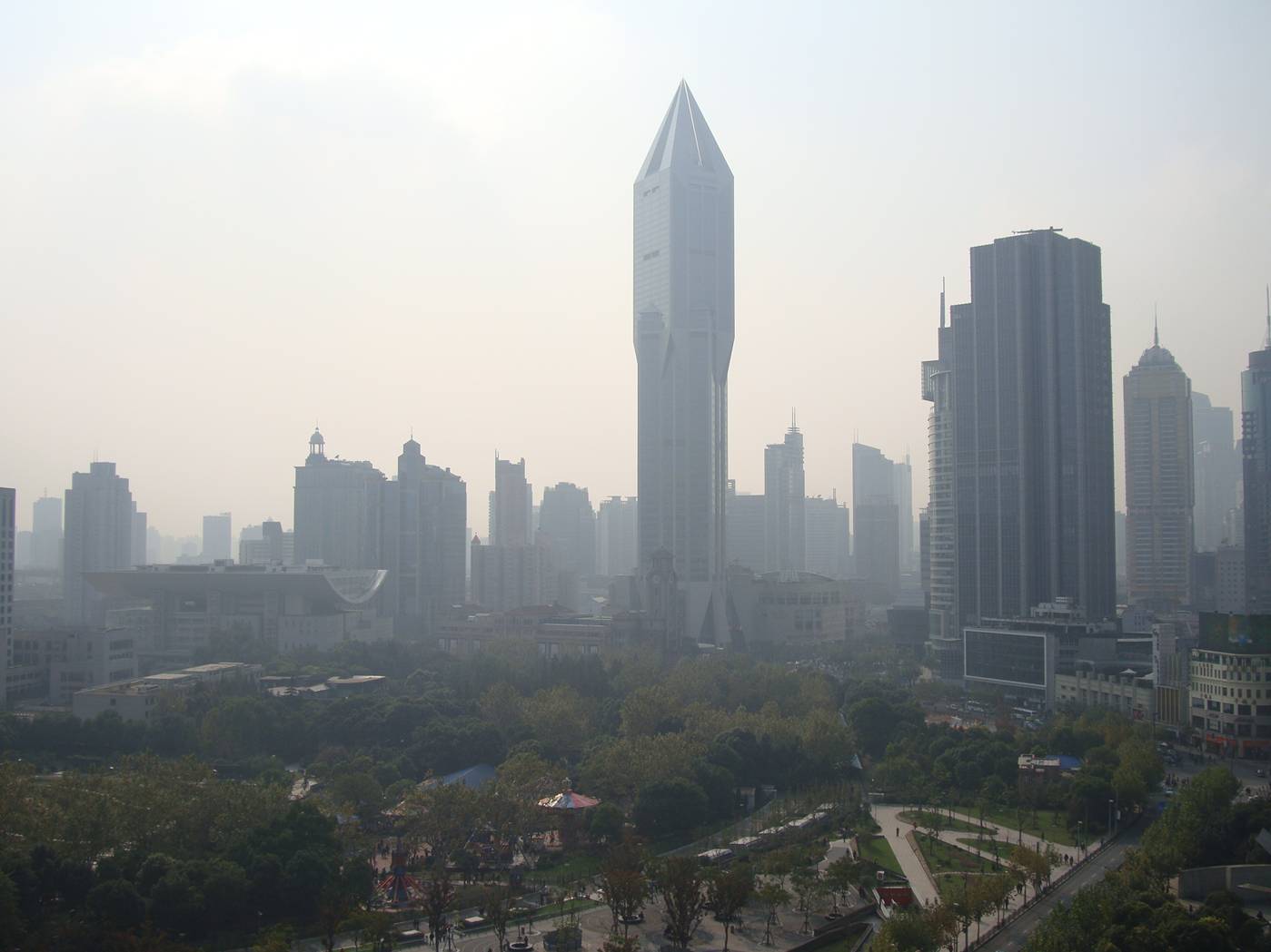 The skyline view from the pool deck, Le Royal Mridien Shanghai, China