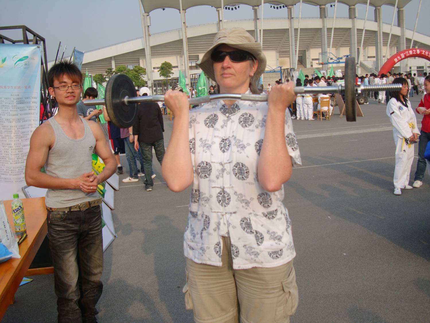 Ruth showing perfect form.  Earth Day at Jiangnan University,  Wuxi,  China.