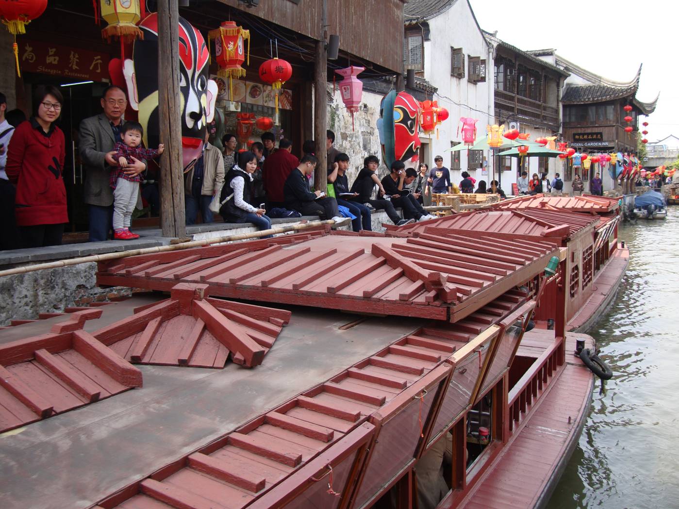 Picture:  The tour boats docked at our destination on the Suzhou canal, Suzhou, China.