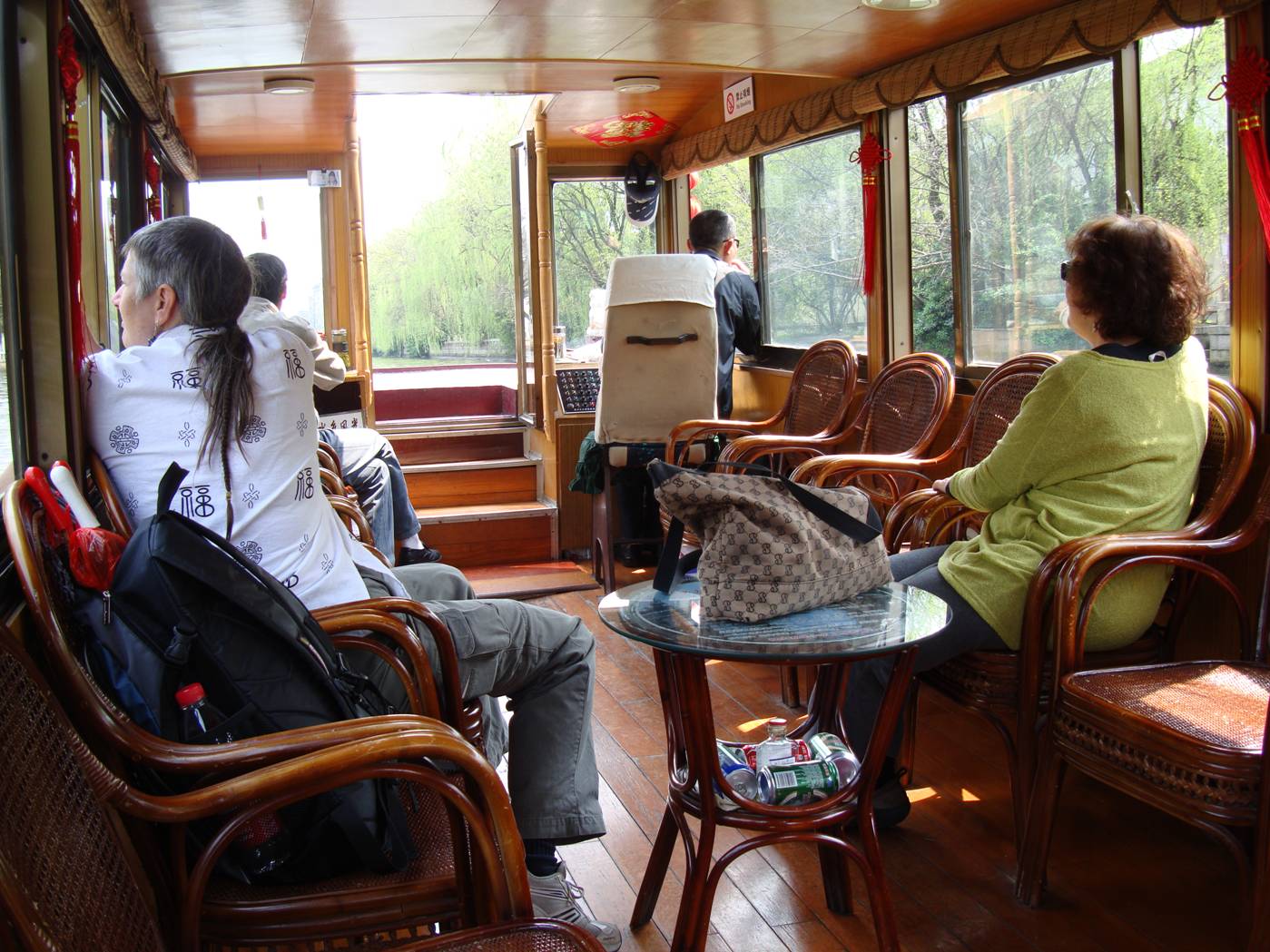 Picture:  Ruth and Elaine on board the canal tour boat, Suzhou, China