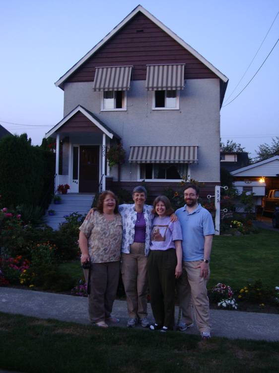 Ruth and friends in front of the B & B,  New Westminster, B.C., Canada