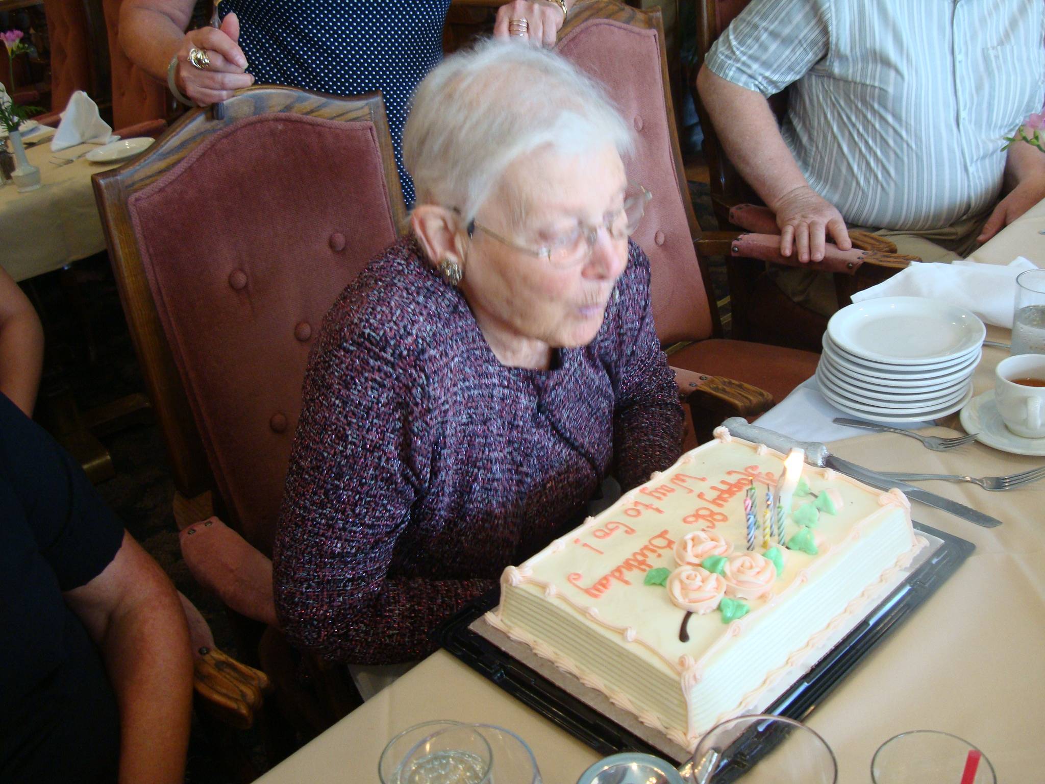 Thea Scott blows out her birthday candles.  Maple Ridge, B.C., Canada