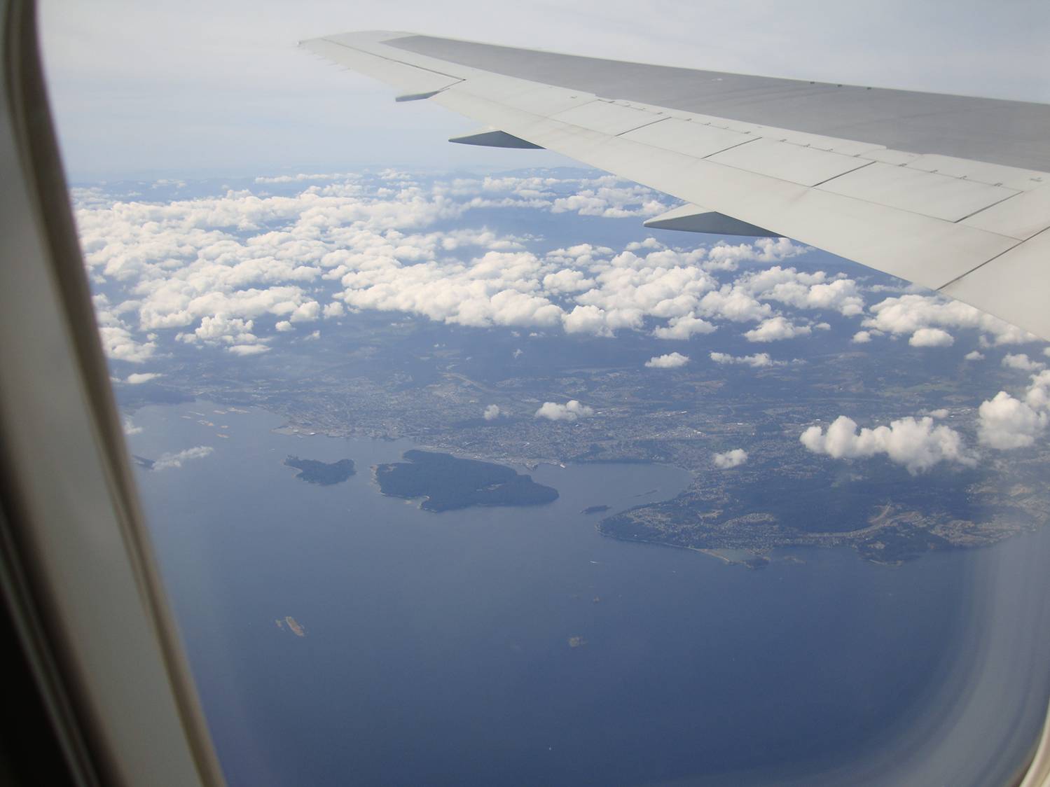 Nanaimo, B.C., Canada from the plane window.