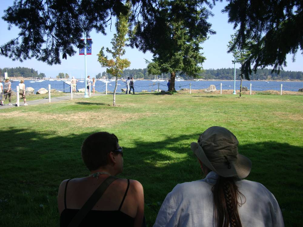 From behind Reba and Ruth in the waterfront park, Nanaimo, B.C. Canada