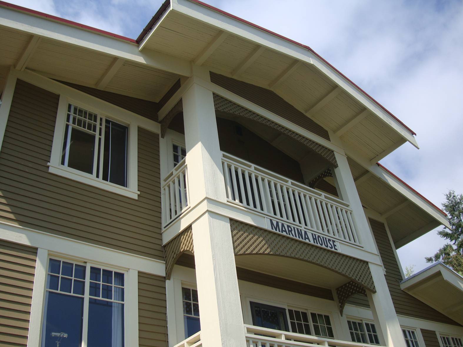 picture: Marina House, my former residence in Gibsons Landing.  Three stories of elegance on the ocean.