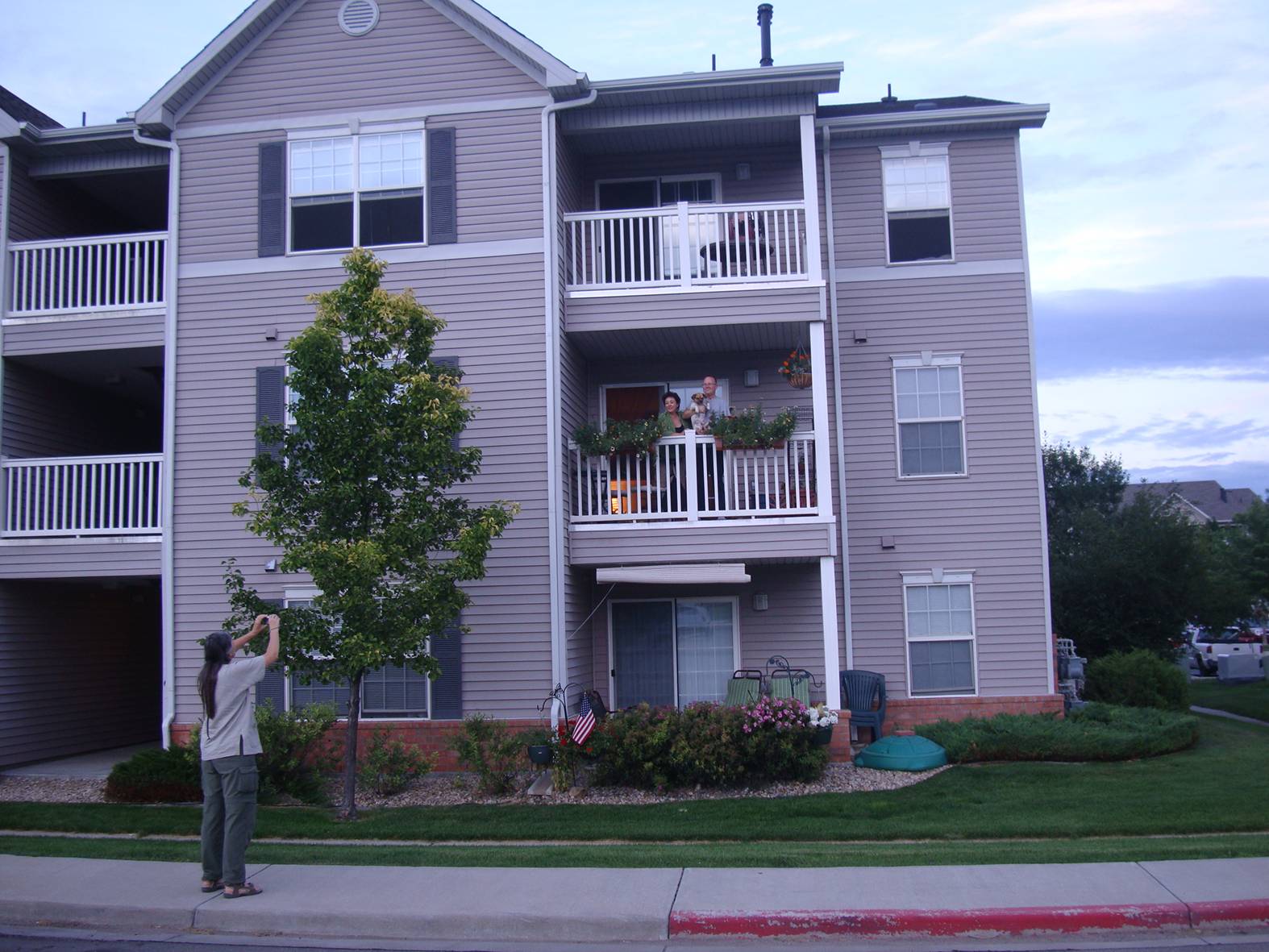 Picture: Thomas and Marina on their apartment balcony, Longmont,  Colorado.