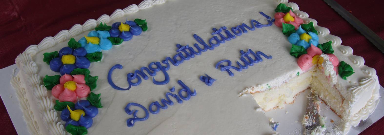 picture:  the wedding continues with a big family party in Ruskin, B.C..  Thanks for the cake, Cath.