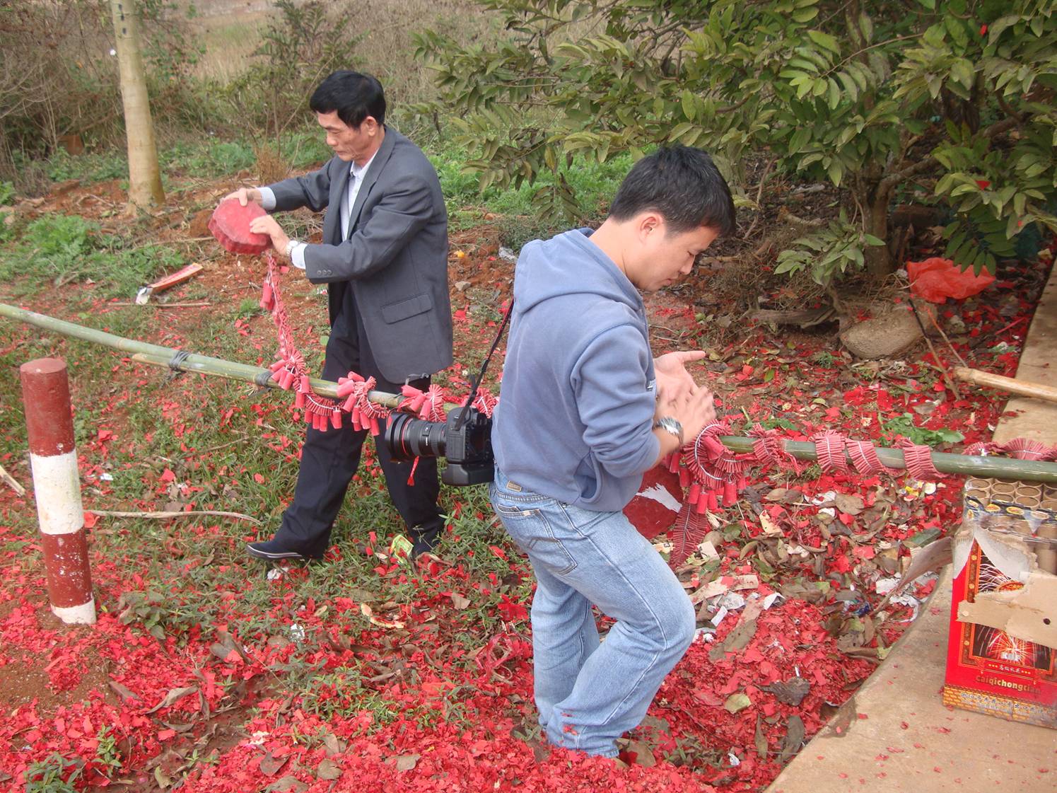 Picture: This is how the fireworks are laid out.  Yan Feng village.  Hainan Island, China