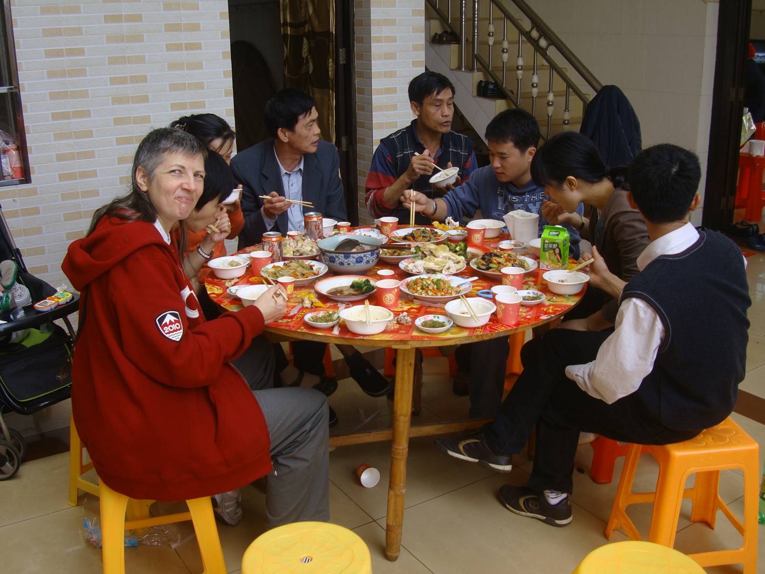 Picture:  Lunch with Xiao Hua's family in Yan Feng village near Haikou on Hainan Island, China