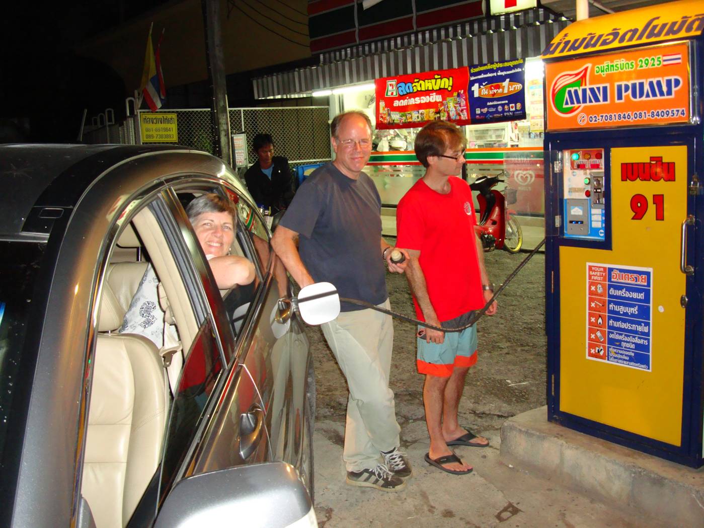 Picture:  Gassing up took a while, but we weren't in a hurry.  Phuket Island, Thailand