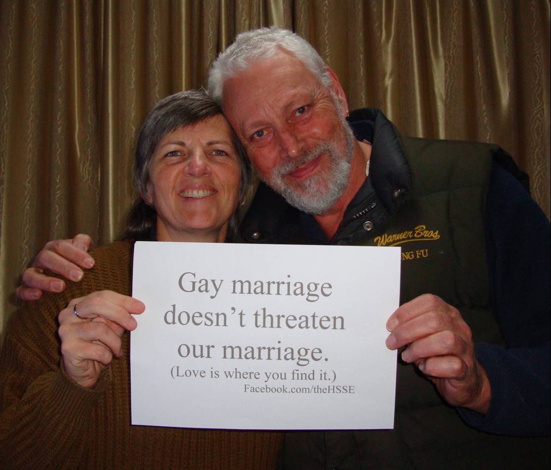 Picture:  There's just no way we feel threatened by gay marriage.  Not our business.  