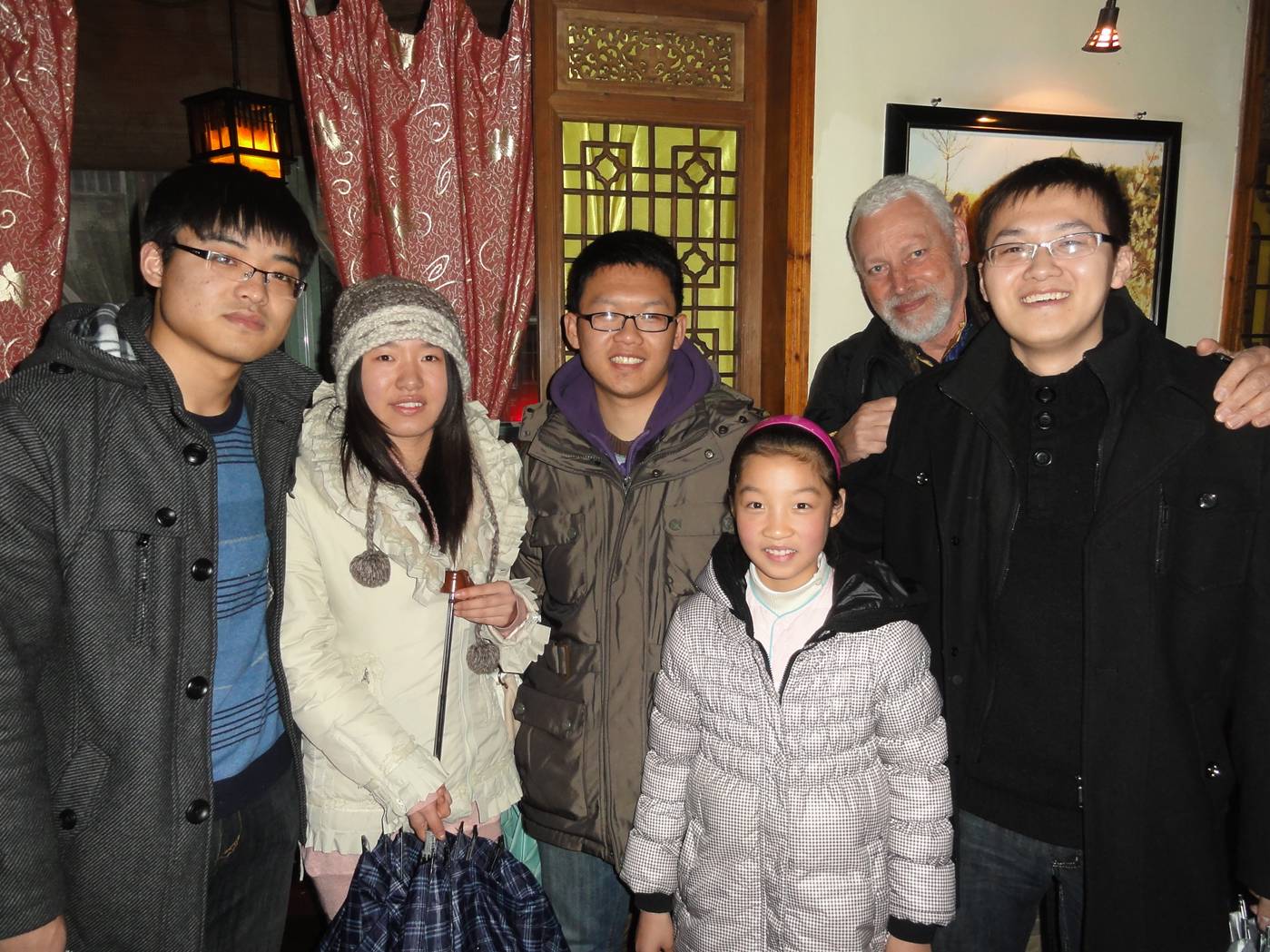 Picture:  Our friend George and his cousins in a tea house, Wuxi, China