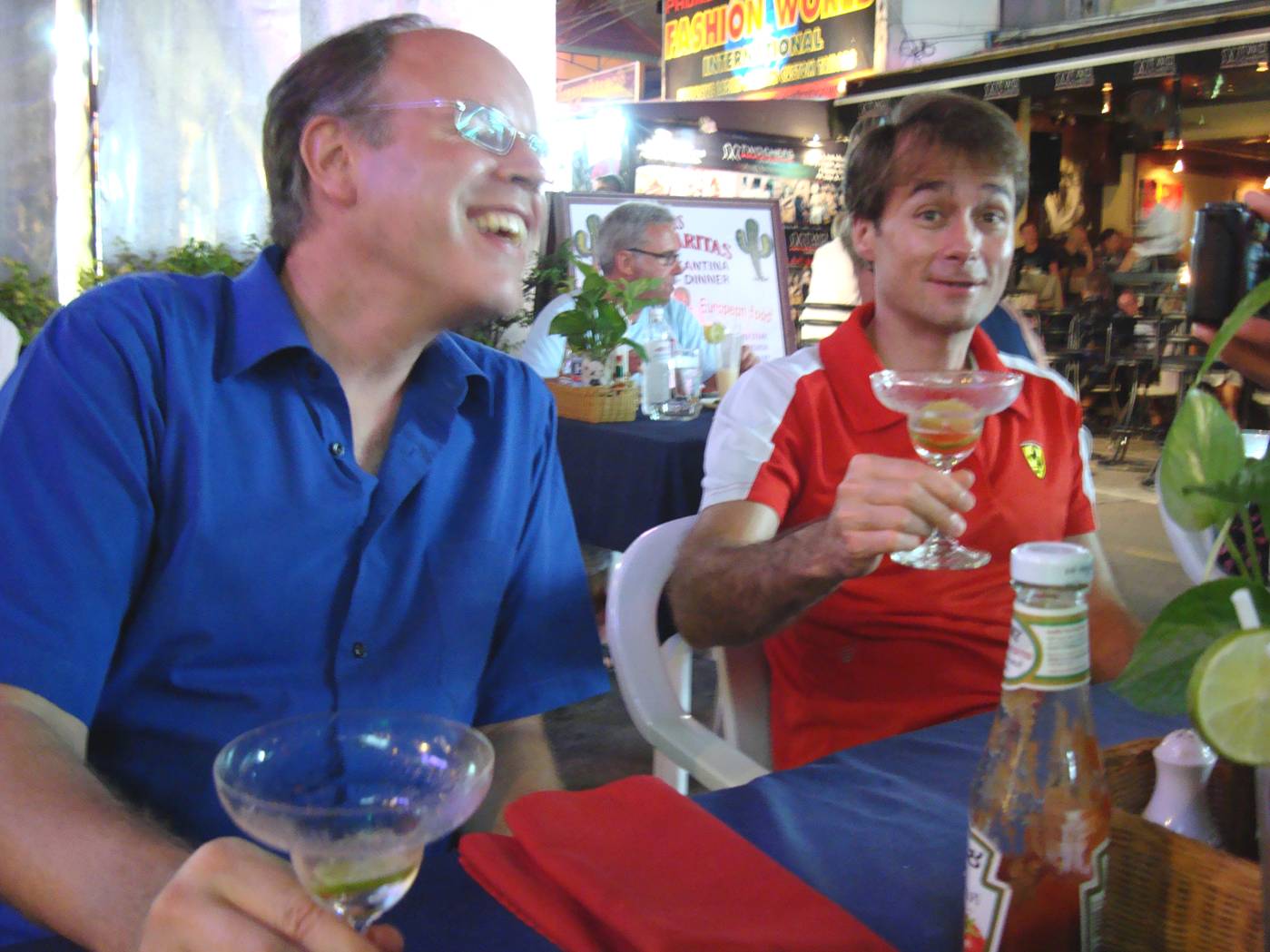 Picture:  Ken and Doug in Las Margaritas, Karon Beach, Phuket Island, Thailand.