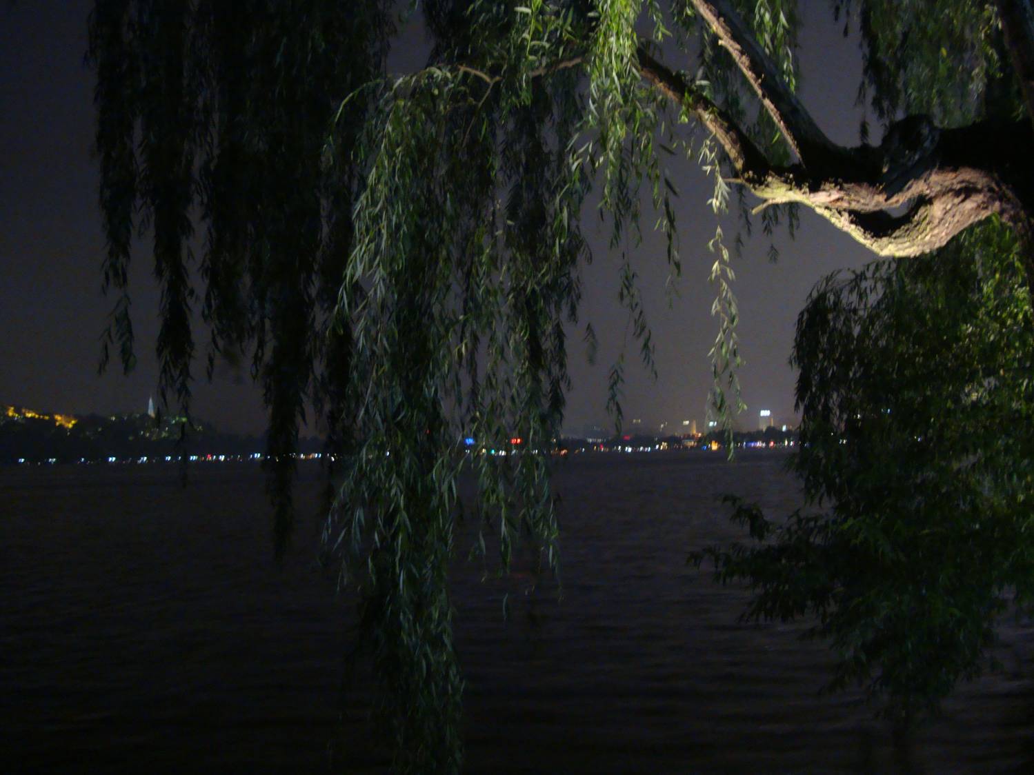 West Lake at night.  Hangzhou,  Zhejiang,  China.