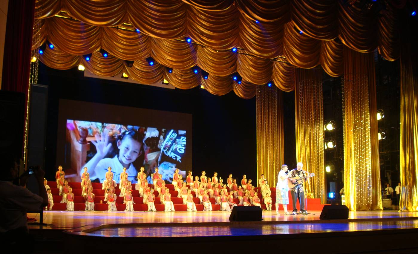 Ruth and David on stage at the new Municipal Hall, Wuxi, China